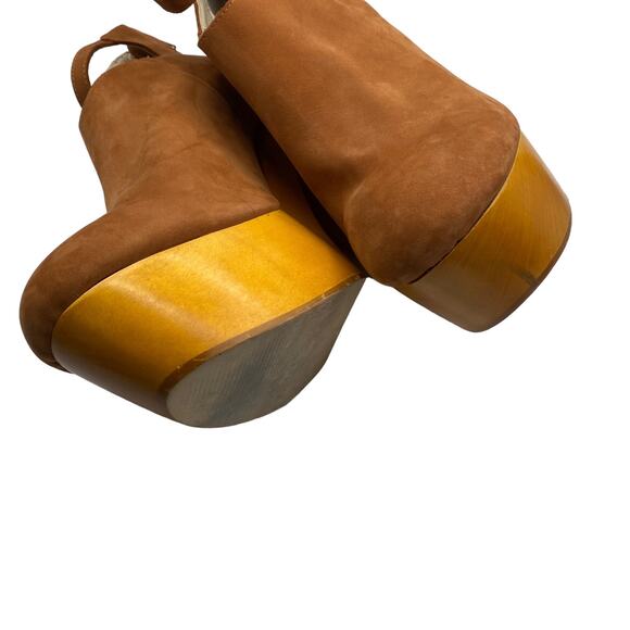Anthropologie Messeca New York Brown Nubuck Leather Platform Ankle Boots 8.5M - Picture 12 of 14